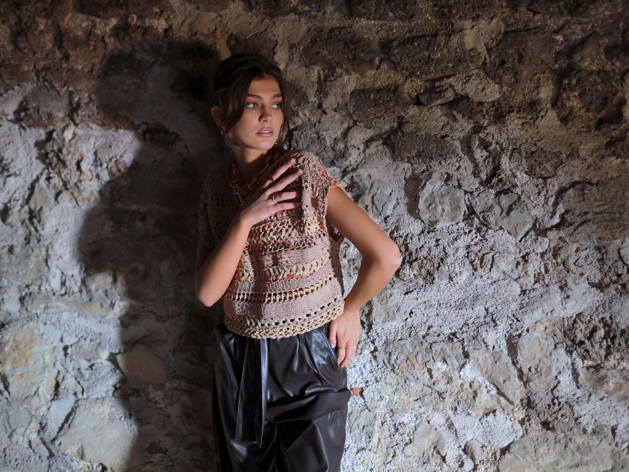 Model Posing By The Wall