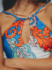 ORNATE HIGH NECK ONE-PIECE