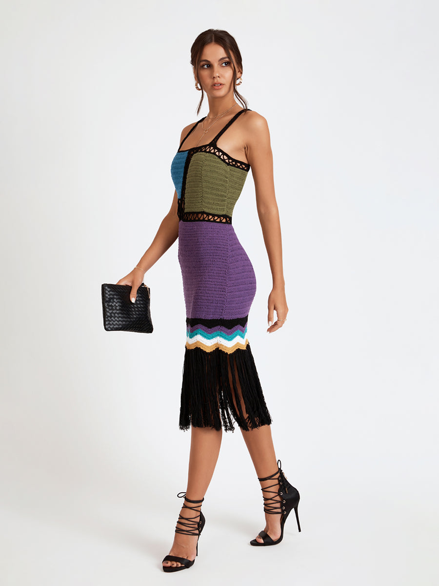 INDIAN SUMMER FRINGE MIDI DRESS